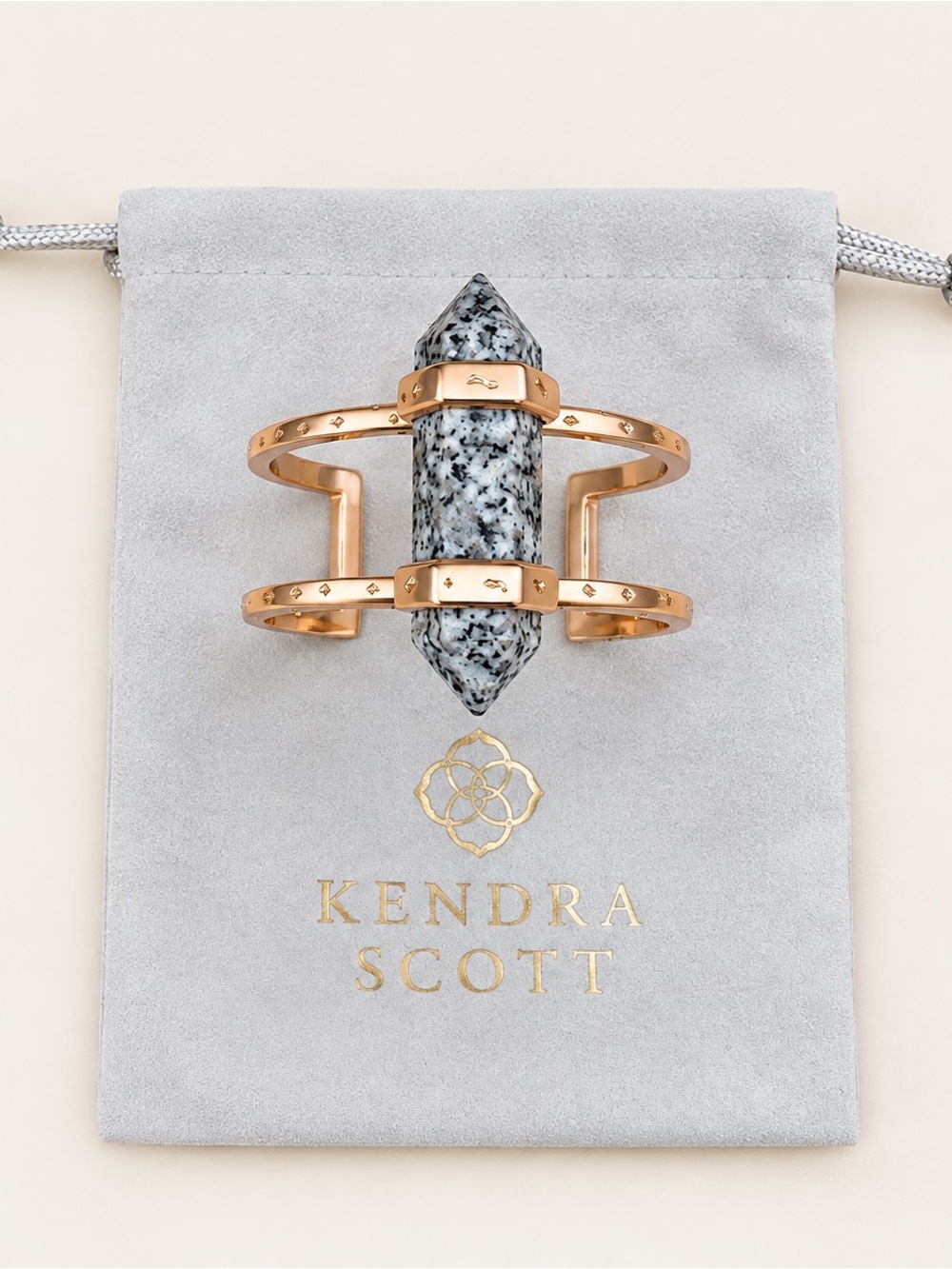 Kendra Scott Gold-Tone Cuff with Speckled Gray Stone